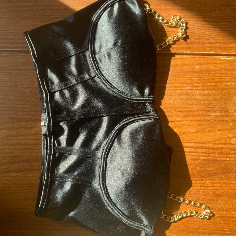 black chain strap bustier crop top